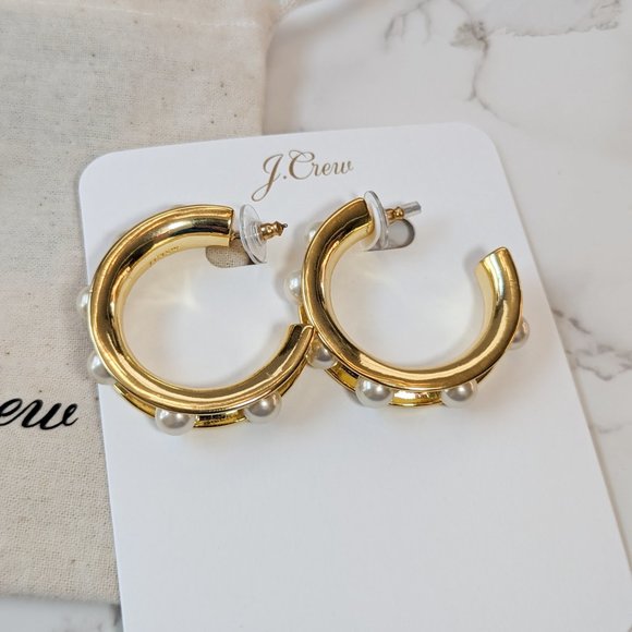 J.Crew Pearl-studded Hoop Earrings - Picture 7 of 8
